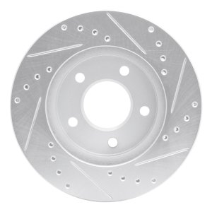 Buick Rendezvous Brake Rotor (1) - Front Left - R1 Concepts - Drilled & Slotted - Silver - `01-`07